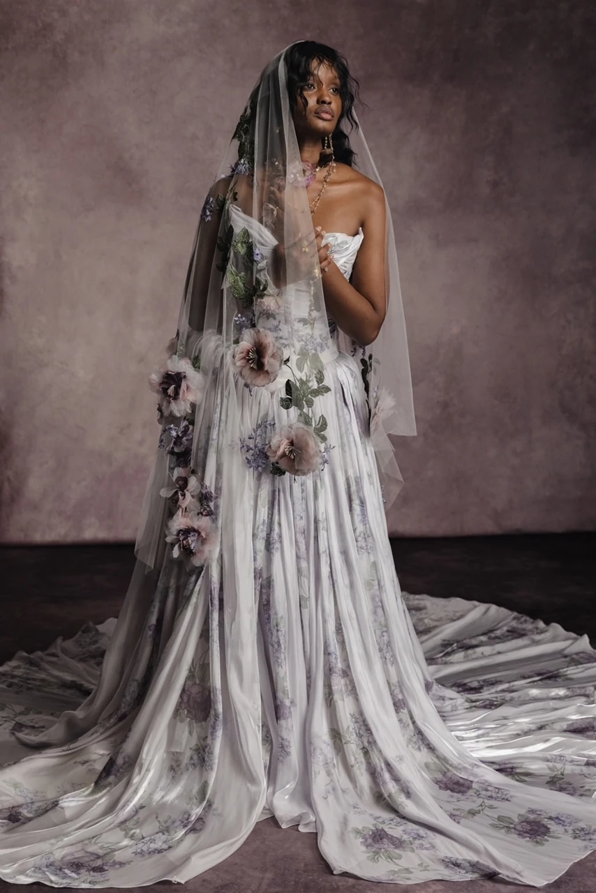 Rue de Seine Folklore floral wedding gown
